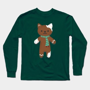 Gingerbread Candy Scarf Cat Long Sleeve T-Shirt